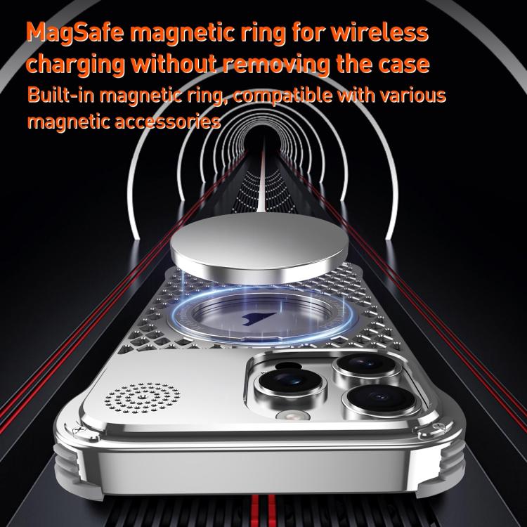 For iPhone 14 Pro Max R-JUST RJ-64 Aromatherapy Heat Dissipation MagSafe Phone Case with Stand(Grey) by R-JUST