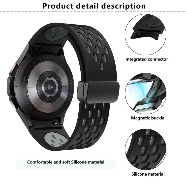 For Samsung Galaxy Watch 4 / 5 / 6 Kalebol Two-color Mesh Magnetic Black Buckle Silicone Strap(Midnight Blue Black) by Kalebol