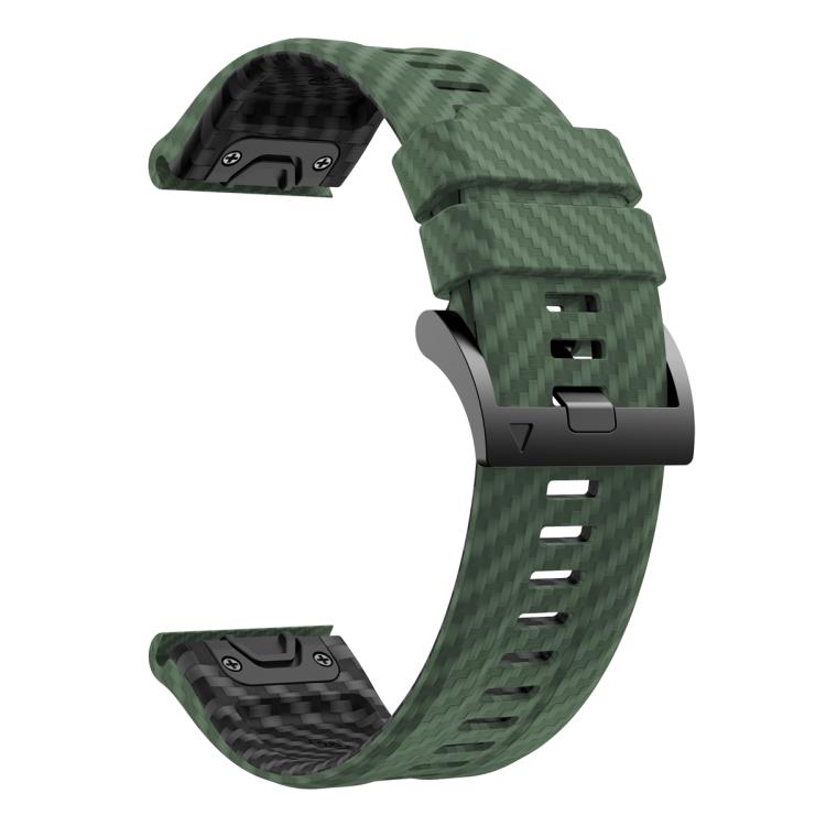 For Garmin Fenix 7 22mm Kalebol Two Color Carbon Fiber Print Silicone Watch Band(Army Green Black) by Kalebol