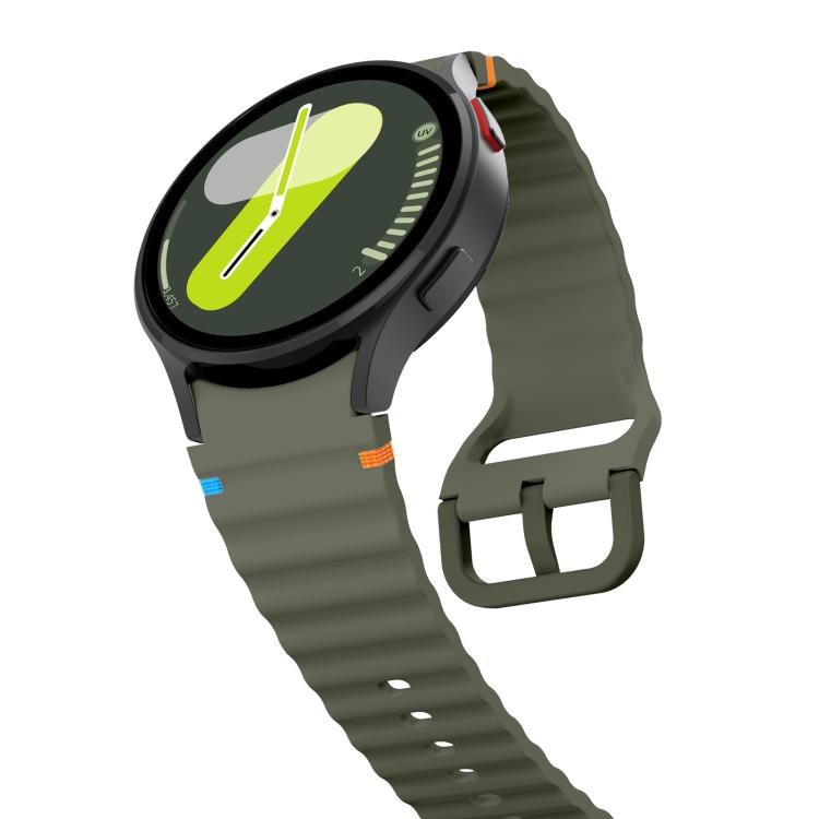 For Samsung Galaxy Watch 7 / 6 / 5 / 4 Kalebol Wave Stitching Silicone Watch Band(Army Green) by Kalebol