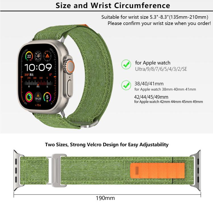 For Apple Watch 42mm / 41mm / 40mm / 38mm Kalebol Canvas Pattern Nylon Loop Strap(Army Green) by Kalebol