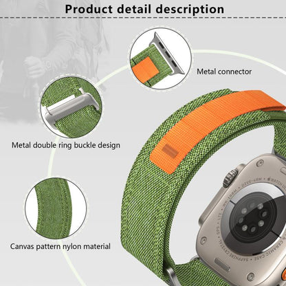 For Apple Watch 46mm / 49mm / 45mm / 44mm Kalebol Canvas Pattern Nylon Loop Strap(Army Green) by Kalebol