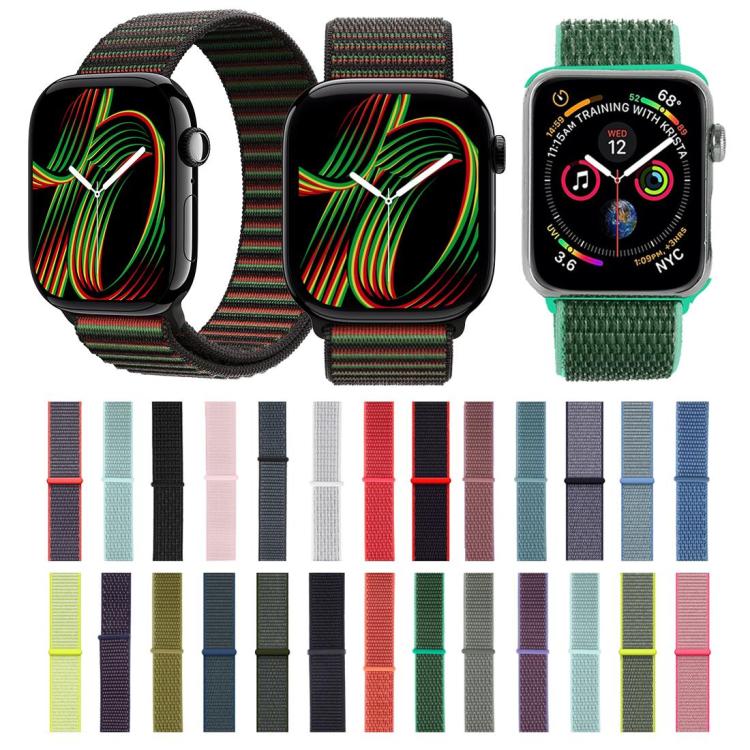 For Apple Watch 42mm / 41mm / 40mm / 38mm xDfind Nylon Loop Hook and Loop Fastener Watch Band(Army Green) by xDfind