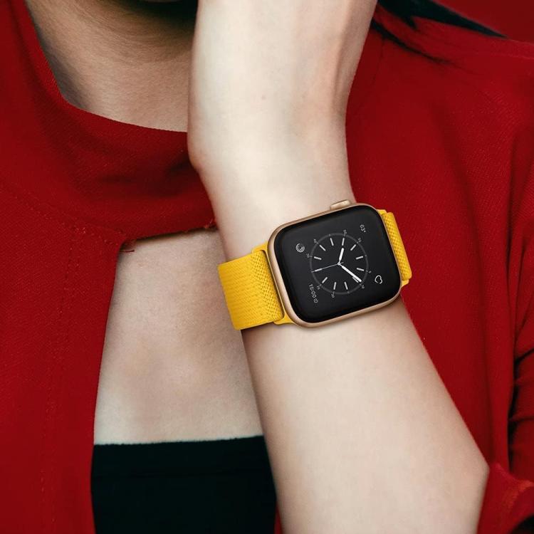 For Apple Watch 38 / 40 / 41 / S10 42mm xDfind Adjustable Slide Buckle Elastic Nylon Watch Band(Yellow) by xDfind