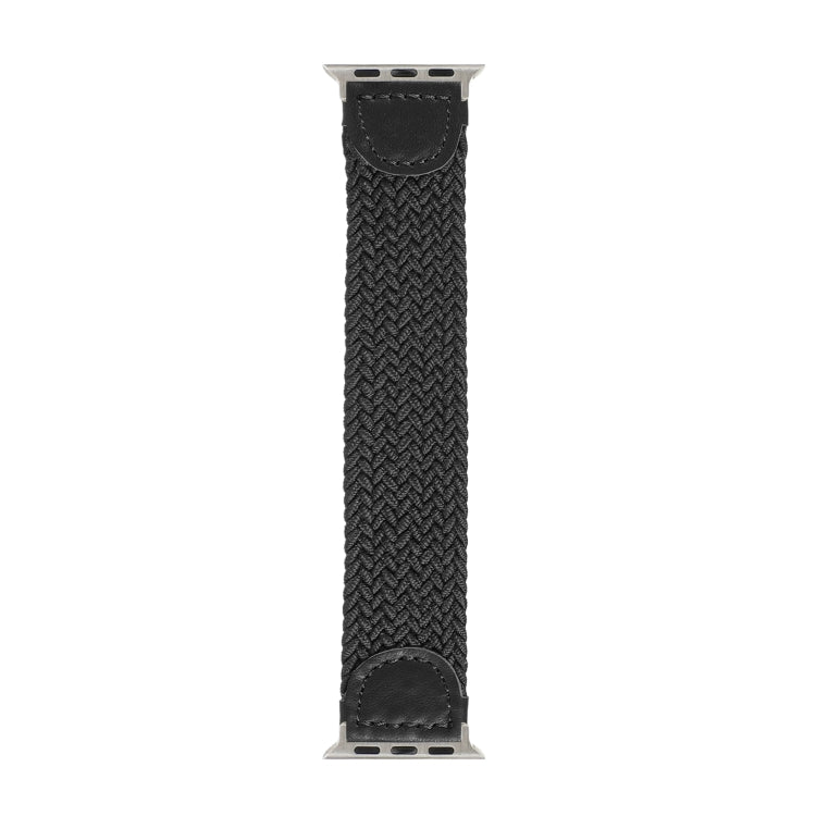 Nylon + Leather Braided Watch Band For Apple Watch Series 9&8&7 41mm / SE 3&SE 2&6&SE&5&4 40mm / 3&2&1 38mm, Size:S(Black) by bashfashion