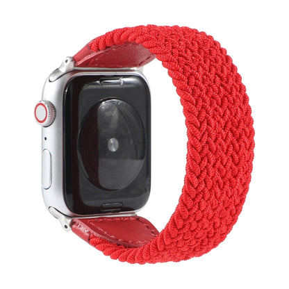 Nylon + Leather Braided Watch Band For Apple Watch Series 9&8&7 41mm / SE 3&SE 2&6&SE&5&4 40mm / 3&2&1 38mm, Size:S(Red) by bashfashion
