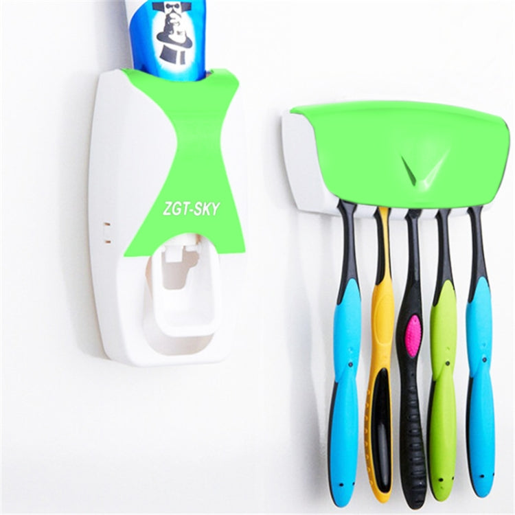 Automatic Toothpaste Dispenser Set with 5 Toothbrush Holder (Green) by bashfashion