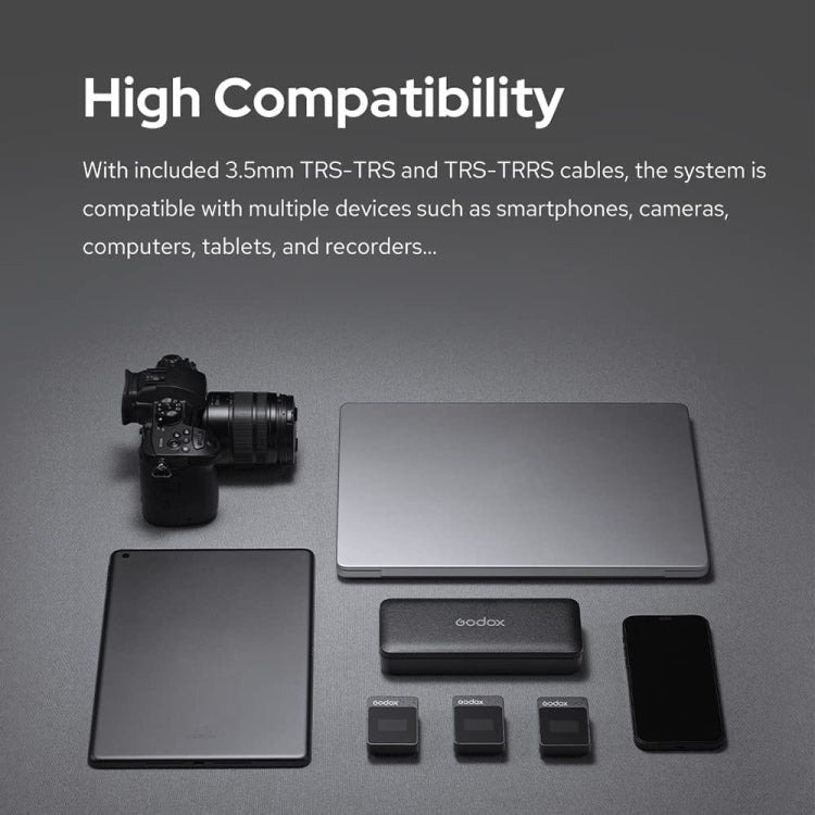 Godox MoveLink II M1 Wireless Lavalier Microphone System with Transmitters and Receiver for DSLR Cameras and Camcorders (Black) by Godox