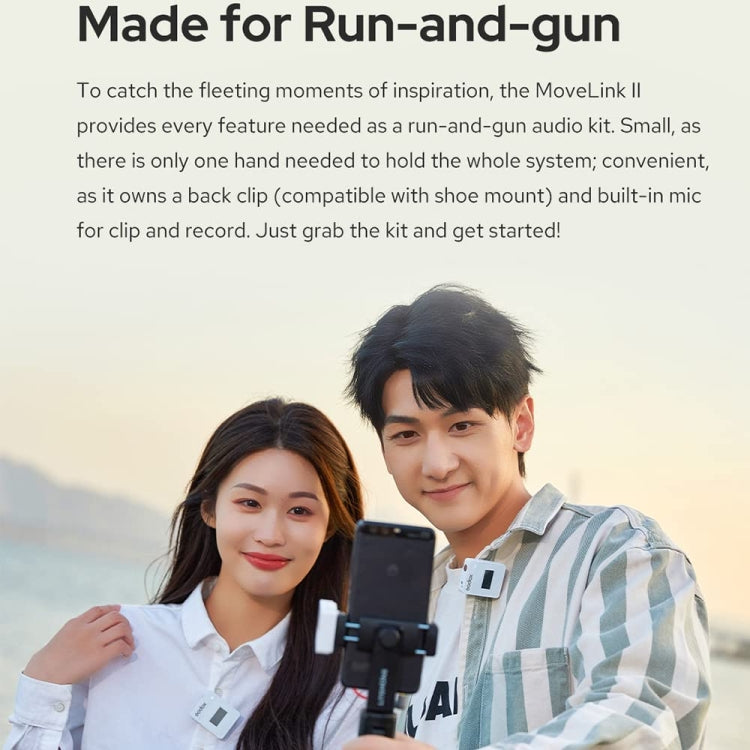 Godox MoveLink II M1 Wireless Lavalier Microphone System with Transmitters and Receiver for DSLR Cameras and Camcorders (White) by Godox