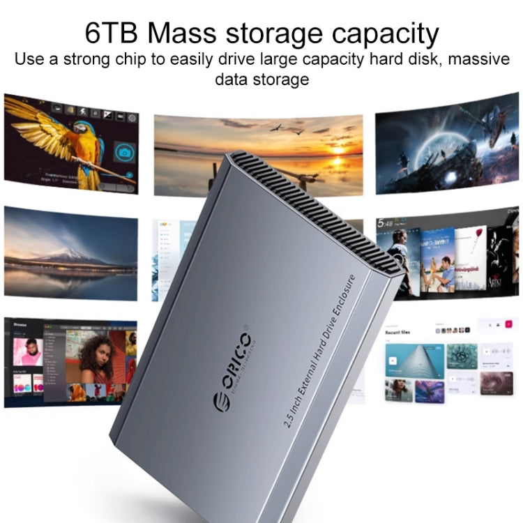ORICO DD25 C3 2.5 inch Type-C to Type-C and USB Mechanical SSD Enclosure, Supported Capacity: 6TB(Dark Gray) by ORICO