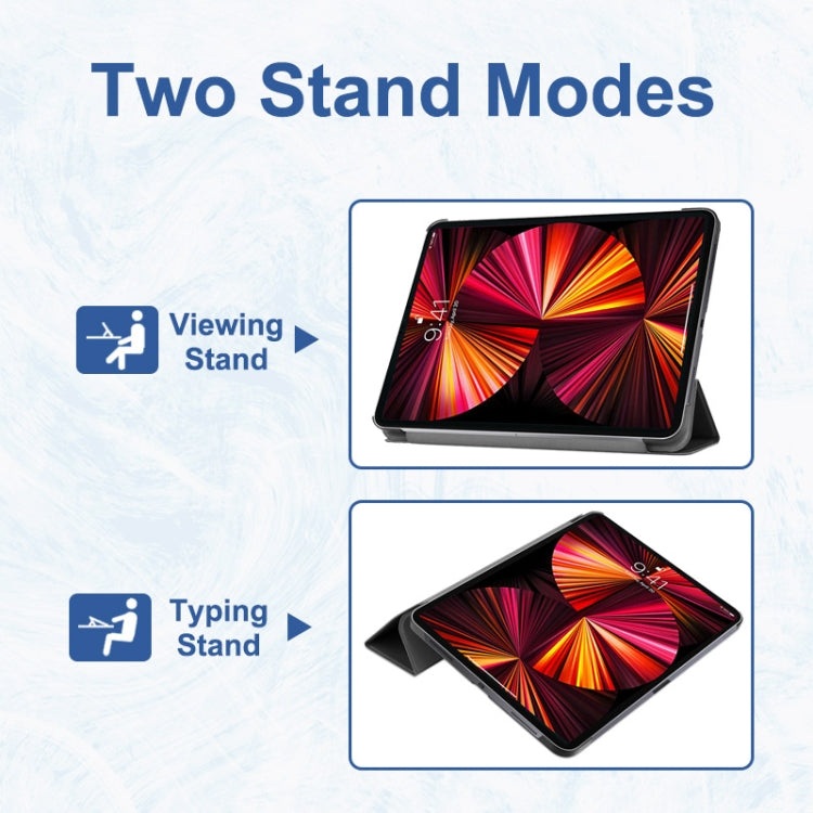 For iPad Pro 11 2022 / 2021 / 2020 ENKAY 3-Folding Shockproof PC Cover Custer Texture PU Leather Tablet Case with Holder & Sleep / Wake-up Function(Dark Blue) by ENKAY