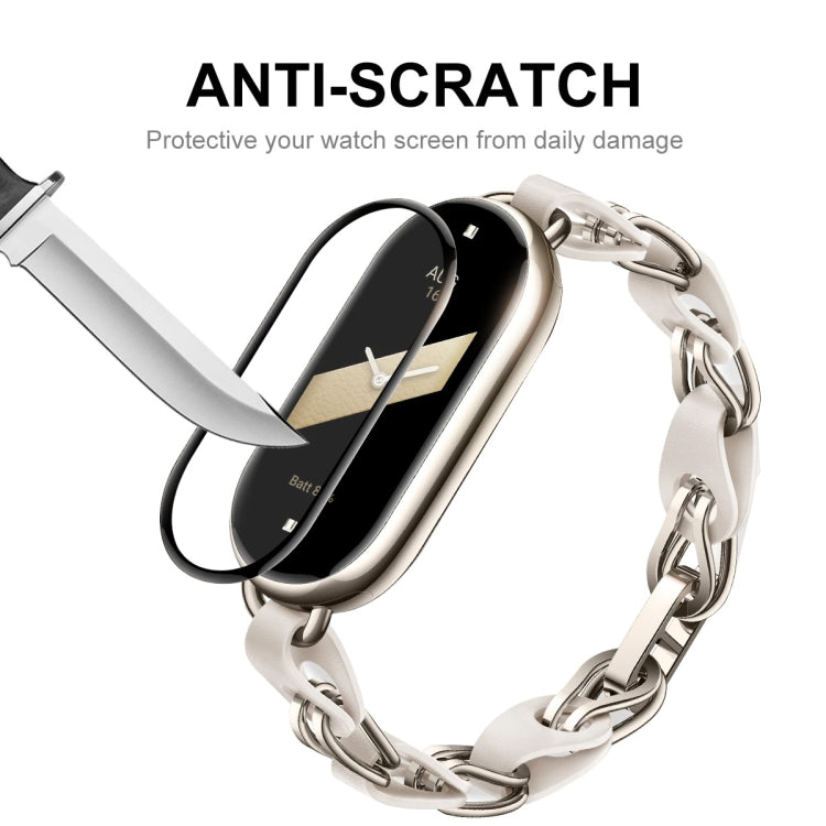 For Xiaomi Mi Band 8 ENKAY Hat-Prince 2 in 1 Set Full Coverage Screen Protector + Elastic Braided Nylon Watch Band(Colorful Blue) by ENKAY