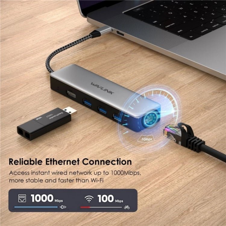 WAVLINK UHP3413 6 in 1 4K Thunderbolt 3 Type-C Devices Hub Adapter USB-C Docking Station by WAVLINK