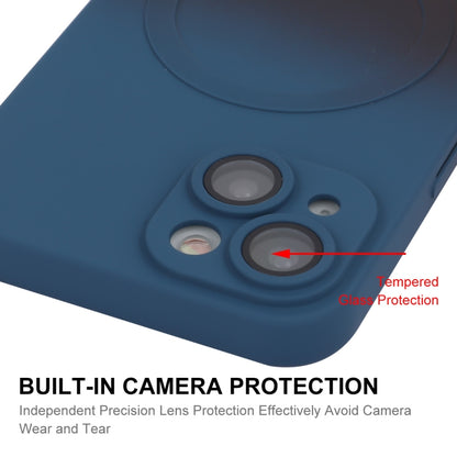 For iPhone 15 Plus ENKAY Hat-Prince MagSafe Rainbow Gradient Silicone Phone Case with Lens Film(Dark Blue) by ENKAY