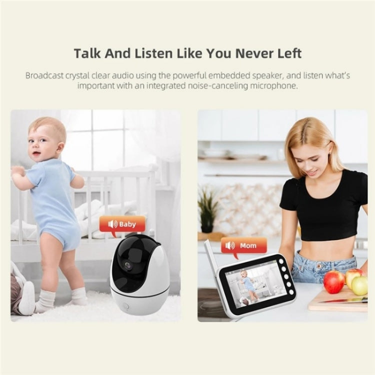 ABM200 Support Two-Way Voice Temperature Display 4.5-inch Video Baby Monitor Music Player(US Plug) by bashfashion
