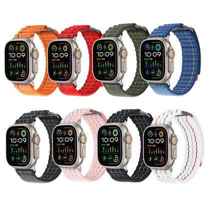 For Apple Watch Series 10 46mm Two Sections Nylon Hook and Loop Fastener Watch Band(Glacier White) by bashfashion