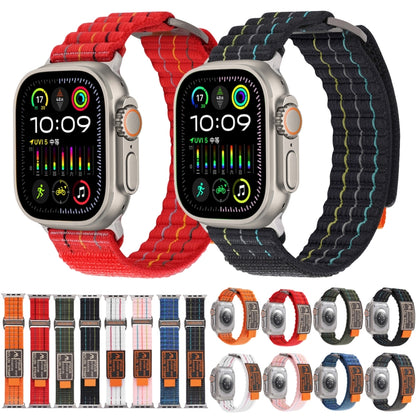 For Apple Watch Ultra 2 49mm Two Sections Nylon Hook and Loop Fastener Watch Band(Cherry Red) by bashfashion
