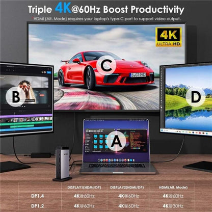 WAVLINK WL-UG69PD13Pro DisplayLink Docking Station 15 in 1 USB-C Hub for MacBook Laptop(US Plug) by WAVLINK