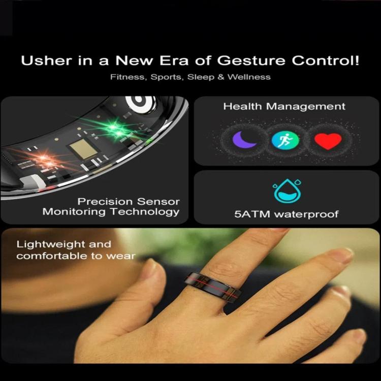R04 SIZE 13 Smart Ring, Support Heart Rate / Blood Oxygen / Sleep Monitoring / Take Photos(Black) by bashfashion