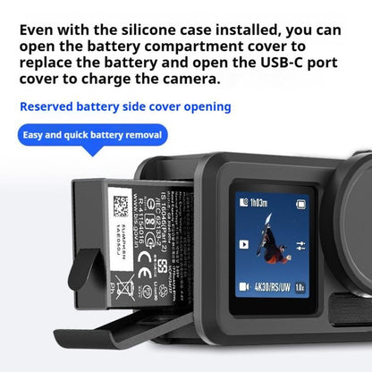 For DJI Action 5 Pro / 4 / 3 Soft Silicone Shockproof Protective Case Cover with Lens Cap(Gray White) by bashfashion