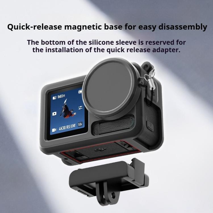 For DJI Action 5 Pro / 4 / 3 Soft Silicone Shockproof Protective Case Cover with Lens Cap(Gray White) by bashfashion