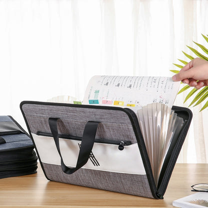 Student Insert Data Storage File Bag Waterproof 13 Grid Portable Organ Bag(4702 Architecture Brown) by bashfashion