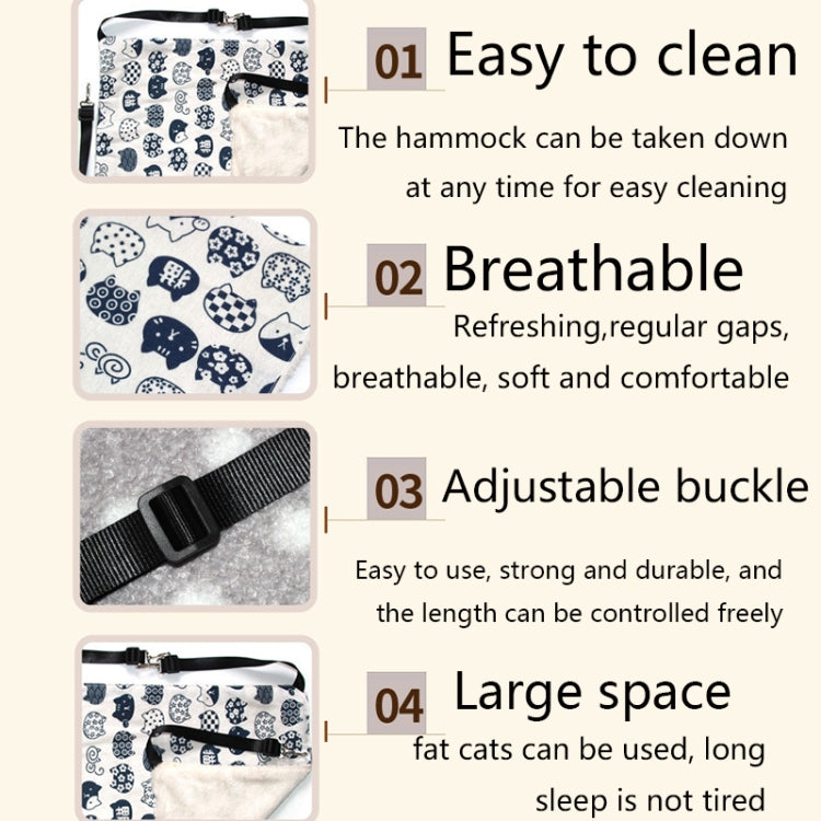 PE-160 Canvas Hanging Cat Cage Hammock Adjustable Length Swing Pet Nest, Size: S(Pink Winning Cat) by bashfashion