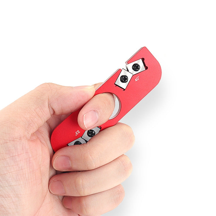 Portable Sharpening Tool Outdoor Ring Double-Head Sharpener Lightweight Mini With Chain Ring(Red) by bashfashion