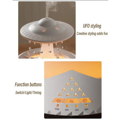 UFO Water Drop Aromatherapy Humidifier Desktop Remote Control Diffuser, Plug: US Plug(White) by bashfashion