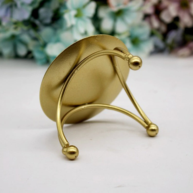 Geometric Three-Dimensional Round Wrought Iron Candle Holder Desktop Ornaments, Color: Black by bashfashion