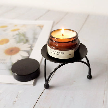 Geometric Three-Dimensional Round Wrought Iron Candle Holder Desktop Ornaments, Color: Black by bashfashion