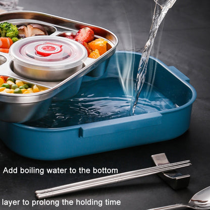 304 Stainless Steel Double-Layer Large-Capacity Portable Lunch Box, Color: Lemon Yellow(Medium 4 Grid) by bashfashion