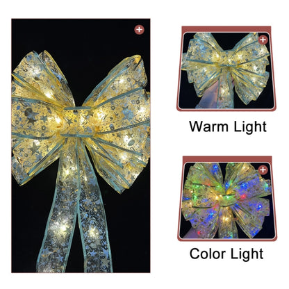Christmas LED Lights Bronzing Double Ribbon String Lights, Specification: 2m(Silver Warm Light) by bashfashion