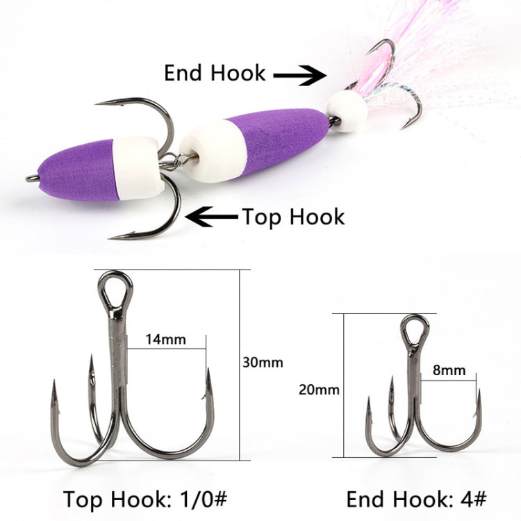 W.P.E PMG-M Foam Hook Soft Worm Bait Three Anchor Hook Fake Lures, Size: M(20) by W.P.E