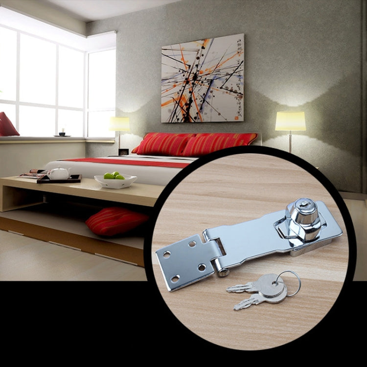 4 inch Interlocking No Hole Hook With Locking Hasp Chest Of Drawers Door Lock With Iron Key by bashfashion
