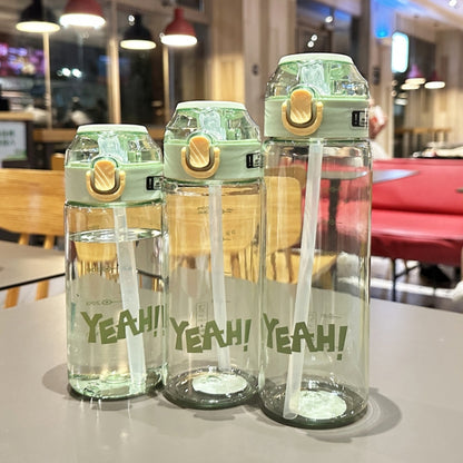 Student Portable Bouncing Straw Large Capacity Drop Resistant Plastic Cups, Style: 650ml White by bashfashion