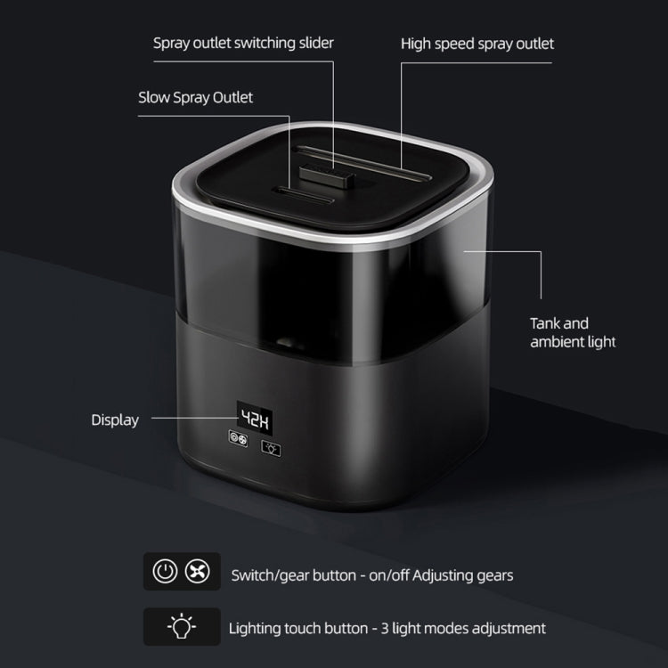 JSQ-58 1.1L large Capacity Digital Display Flame Atomization Humidifier, Color: Matt Black(UK Plug) by bashfashion