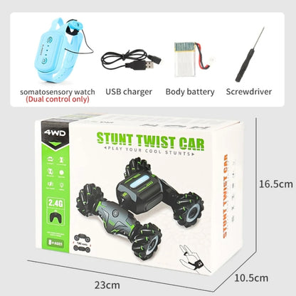 Children RC Car Toy Lights Electric Gesture Sensor Remote Control Twisting Stunt Car, Color: Green Dual RC(1:12) by bashfashion