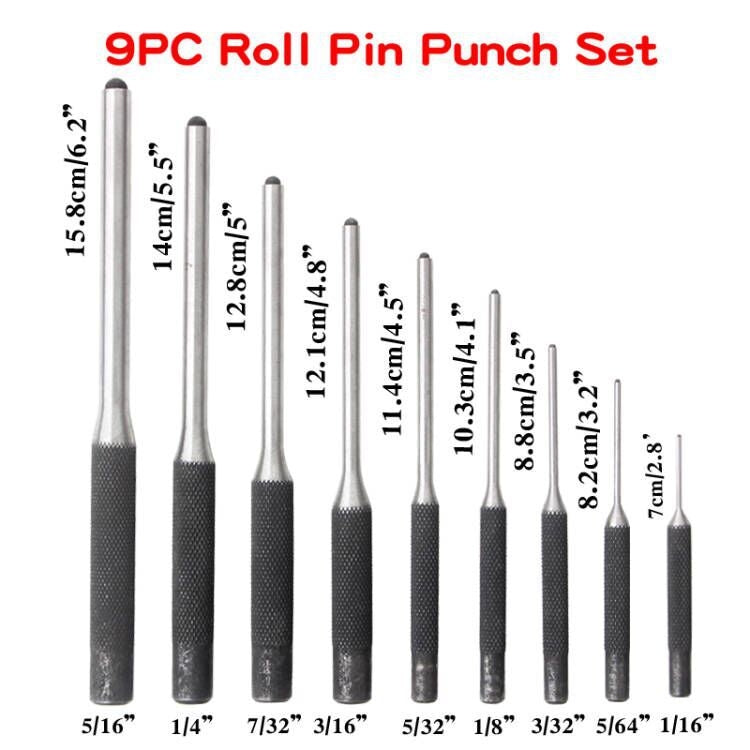 9-in-1 Heavy Duty Roll Pin Punch Set Round Punch Removal Tools, Spec: Canvas Packaging by bashfashion