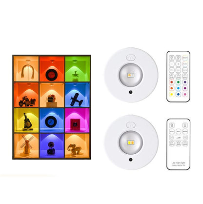 Tri-color Magnetic Puck Light Rechargeable LED Under Cabinet Light With Remote Control by bashfashion