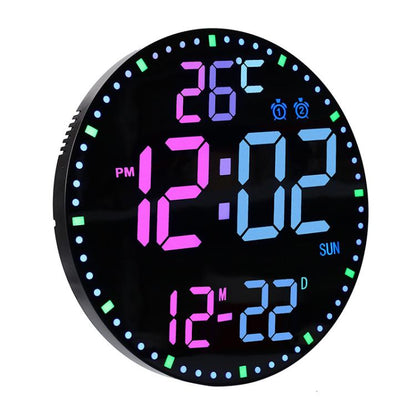 11.6-Inch RGB Wall Clock With Remote Control Multi-Functional Alarm Clock Bamboo+Cloth by bashfashion