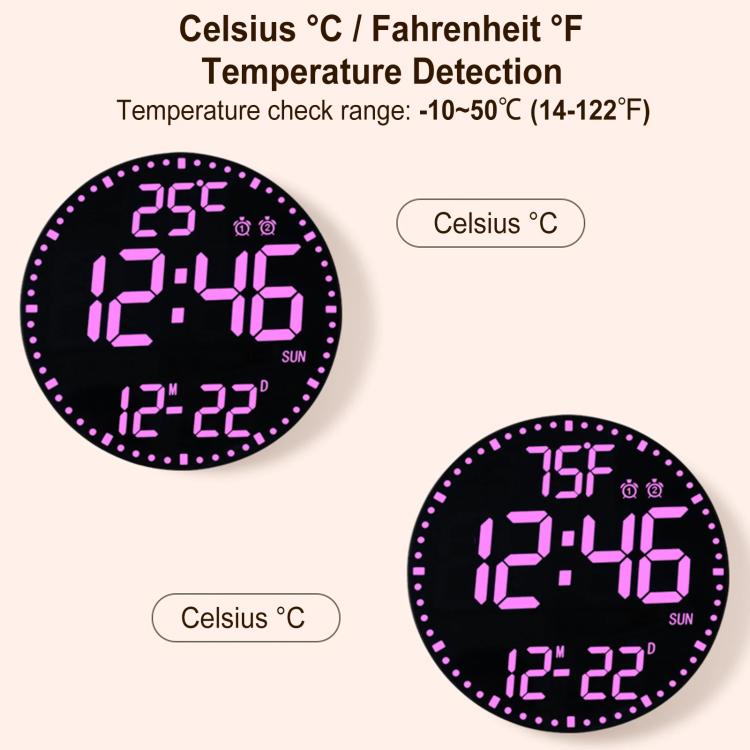 11.6-Inch RGB Wall Clock With Remote Control Multi-Functional Alarm Clock Black+Black by bashfashion