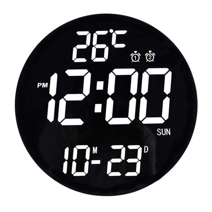 11.6-Inch White Light Wall Clock With Remote Control Multi-Functional Alarm Clock Black+Black by bashfashion