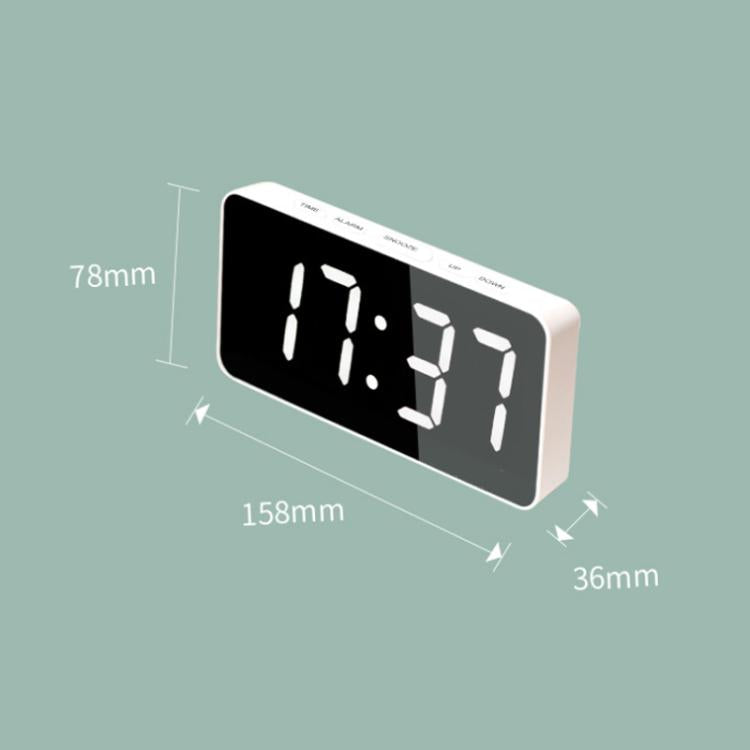 LED Mirror Digital Clock with Type-C Charging Port & 18650 Battery Compartment (Battery Not Included)(White+Blue) by bashfashion