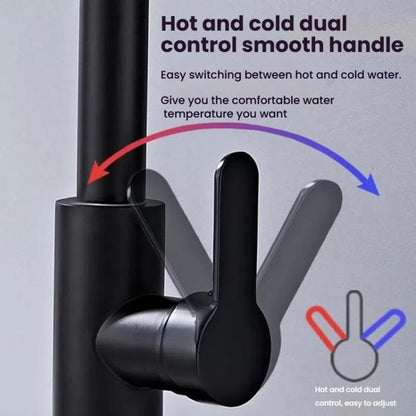 Pull-out Version 4 Modes Waterfall Kitchen Faucet Single Hole Hot/Cold Water Mixer Tap for Sink Silver by bashfashion