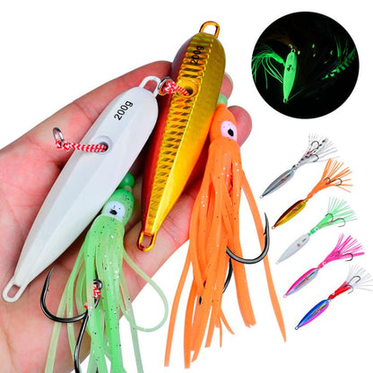 40G PROBEROS LF159 Luminous Bearded Squid Hook Slow Cranking Road Runner Iron Plate Bionic False Bait(D) by PROBEROS