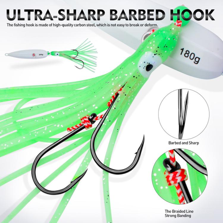 40G PROBEROS LF159 Luminous Bearded Squid Hook Slow Cranking Road Runner Iron Plate Bionic False Bait(D) by PROBEROS