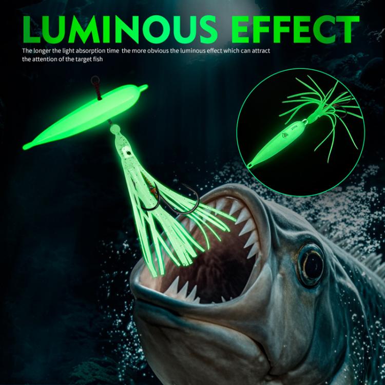 40G PROBEROS LF159 Luminous Bearded Squid Hook Slow Cranking Road Runner Iron Plate Bionic False Bait(B) by PROBEROS