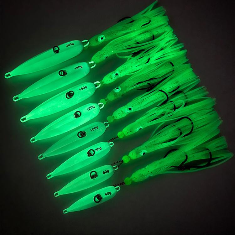 80G PROBEROS LF159 Luminous Bearded Squid Hook Slow Cranking Road Runner Iron Plate Bionic False Bait(C) by PROBEROS