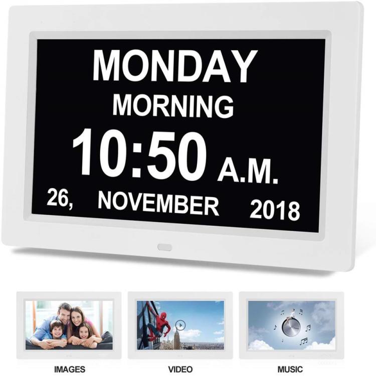 10-Inch Digital Clock With Voice Time Announcement, Auto DST Adjustment, 20 Custom Alarms, 8 Medication Reminders UK Plug Black by bashfashion